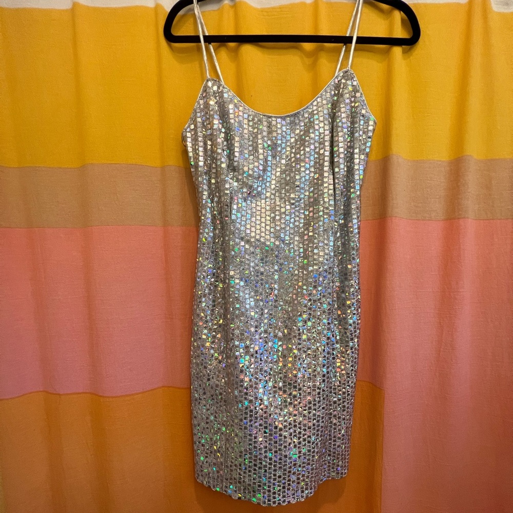 Holographic mini dress